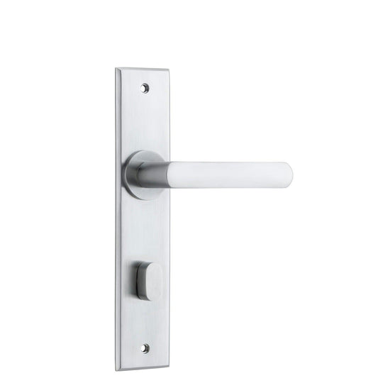 Iver Door Handle Osaka Chamfered Privacy Pair Brushed Chrome