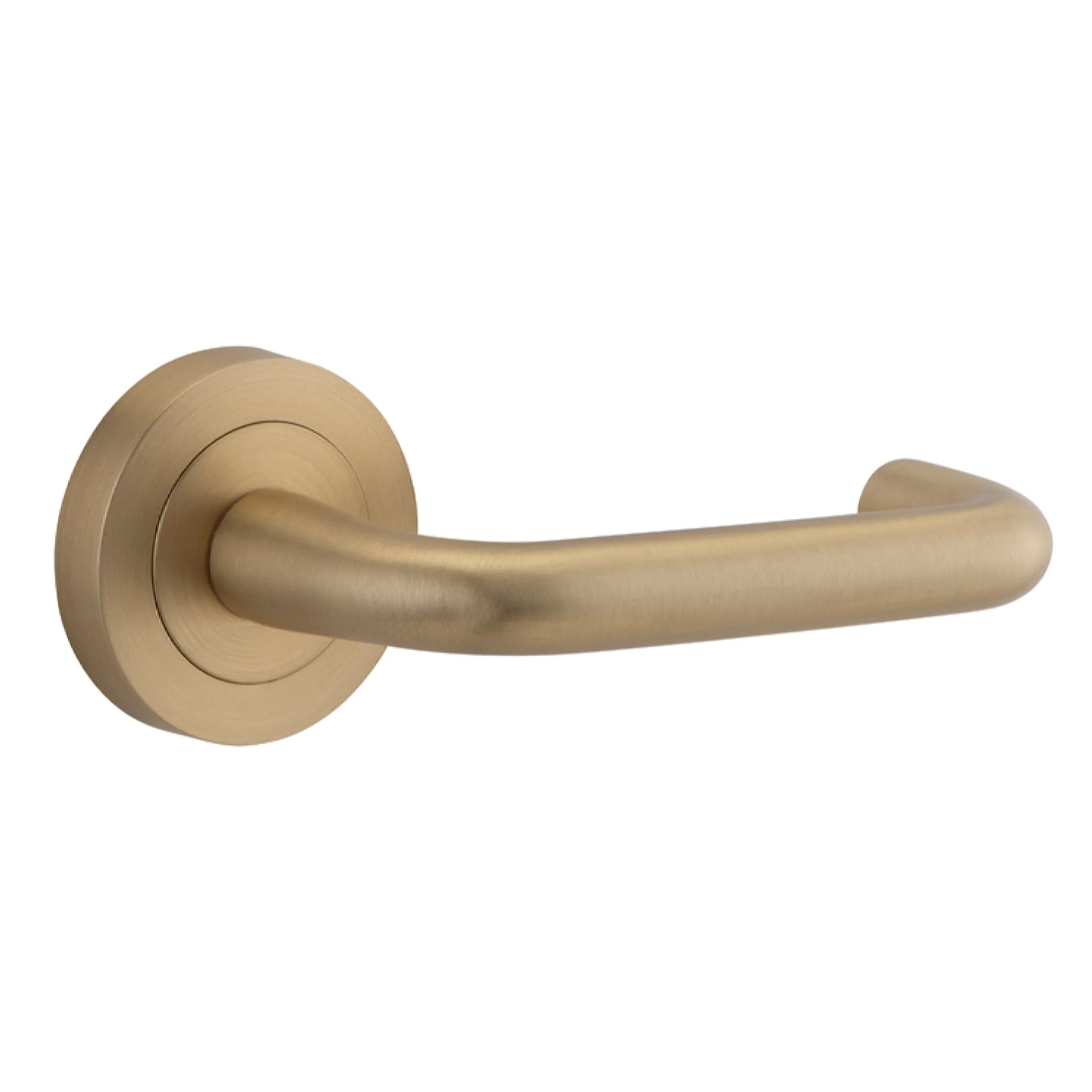 Iver Door Handle Oslo Round Rose Pair Brushed Brass