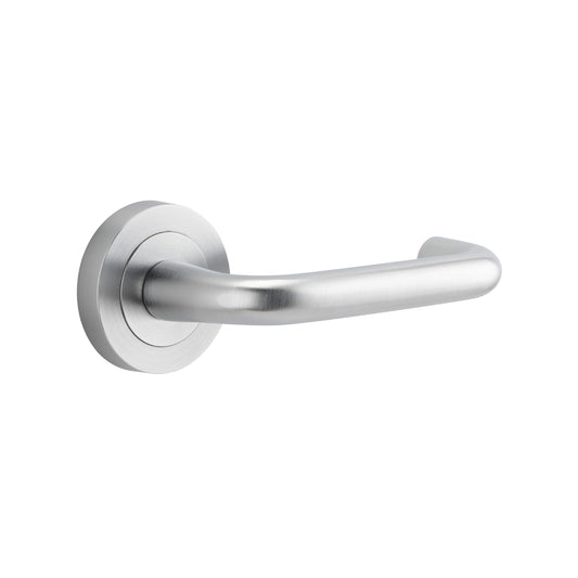 Iver Door Handle Oslo Round Rose Pair Brushed Chrome