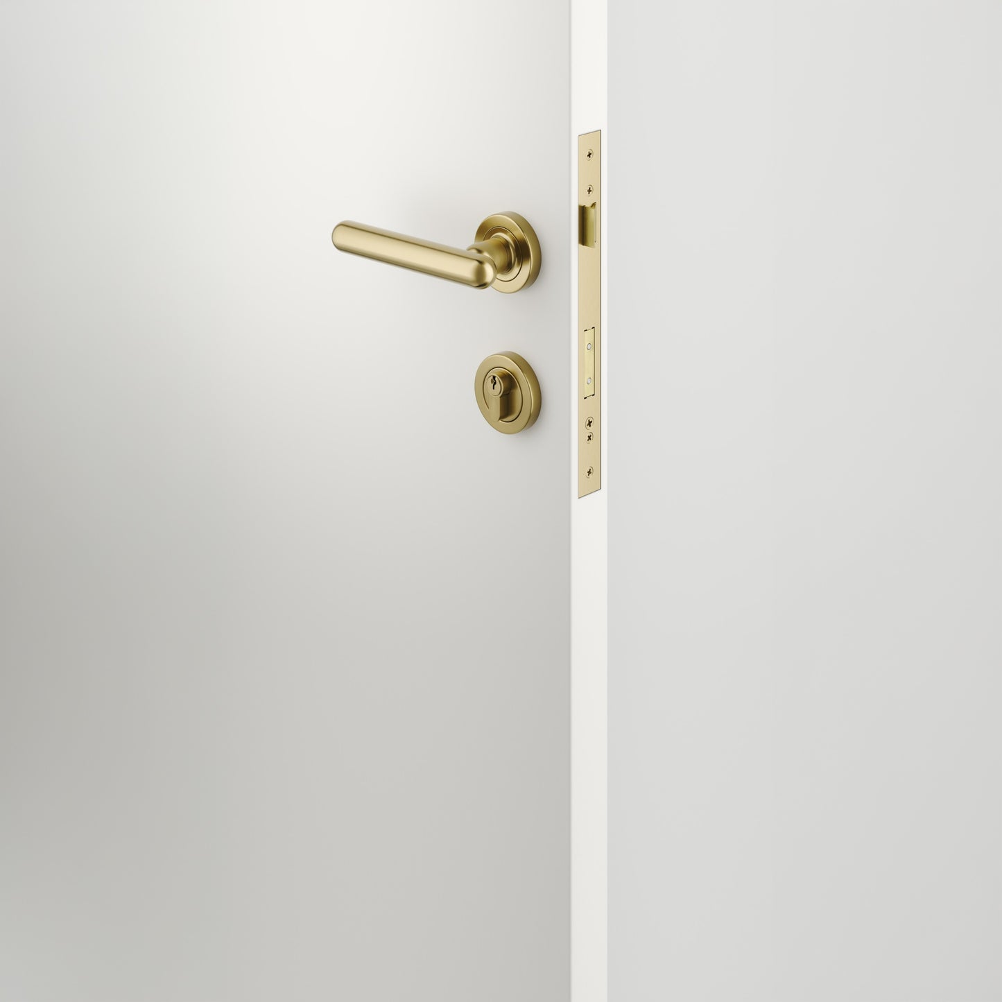 Iver Door Handle Puerto Rose Round Brushed Gold PVD Key / Key Entrance Kit