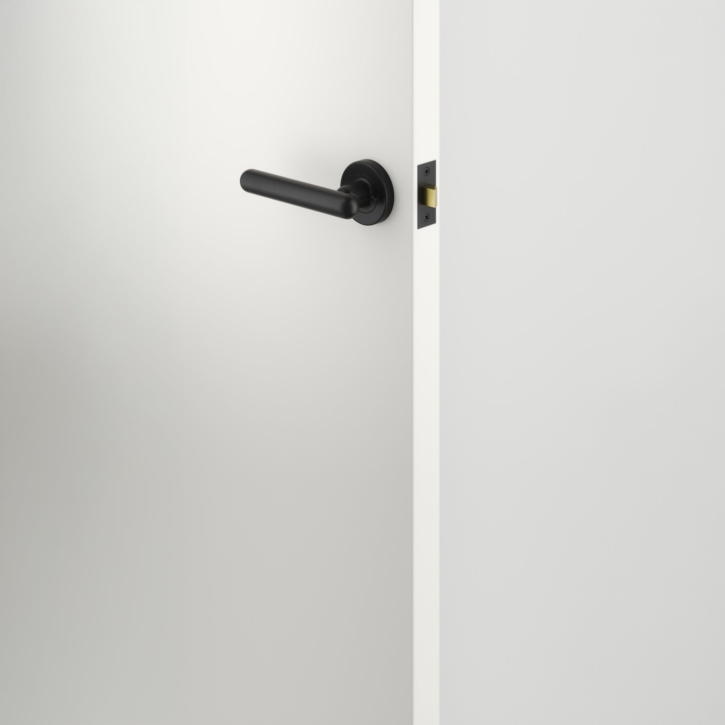 Iver Door Handle Puerto Rose Round Matt Black Inbuilt Privacy Kit