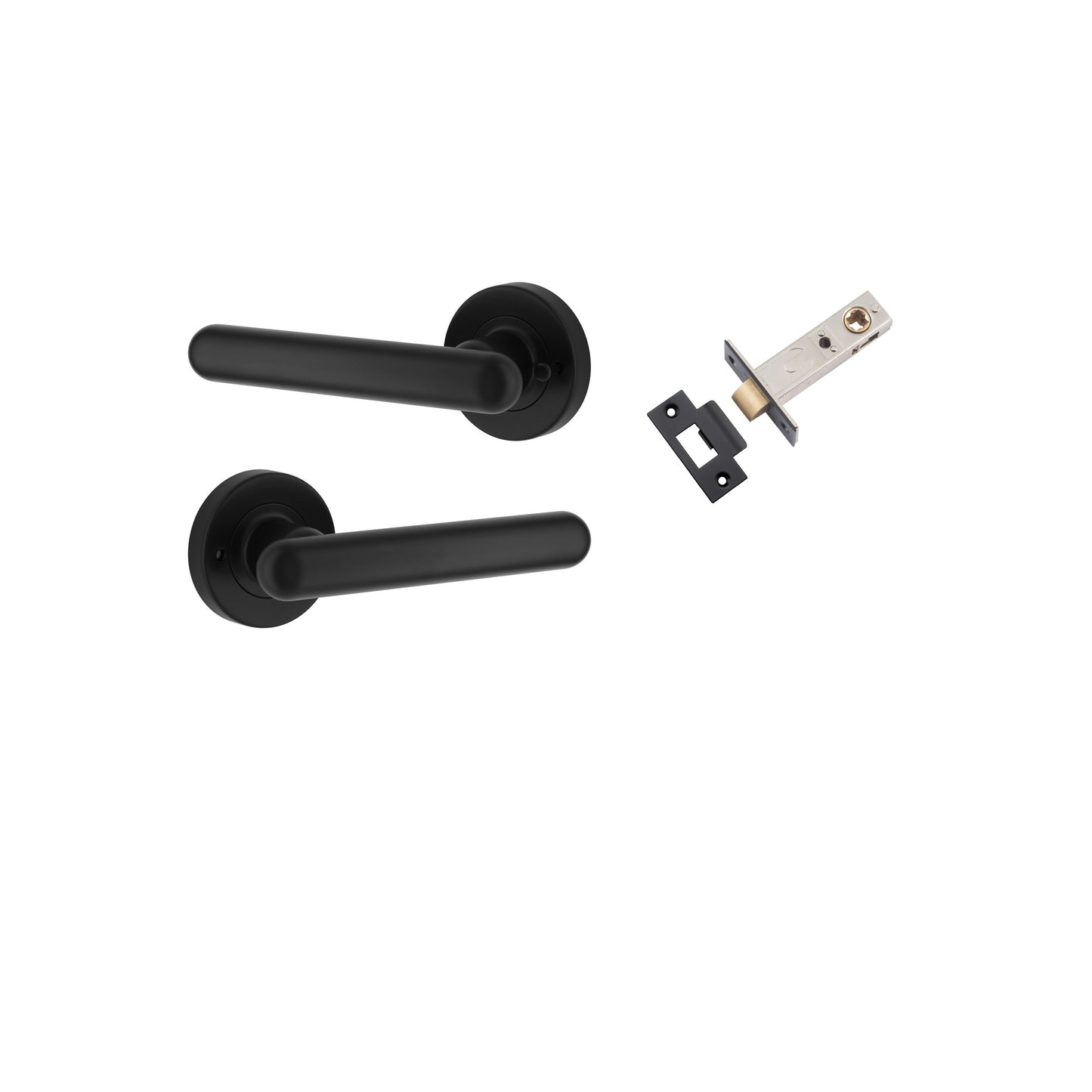 Iver Door Handle Puerto Rose Round Matt Black Inbuilt Privacy Kit
