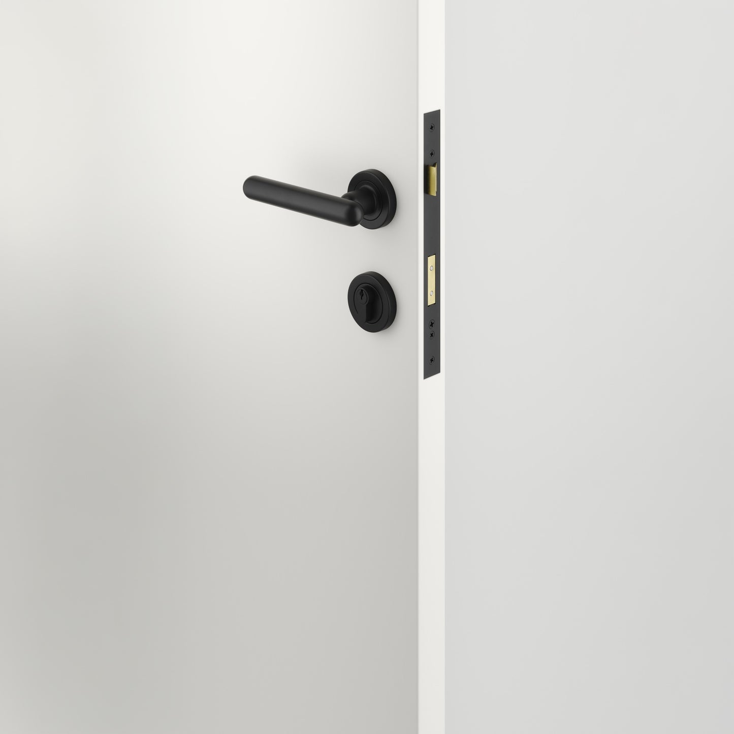 Iver Door Handle Puerto Rose Round Matt Black Key / Key Entrance Kit