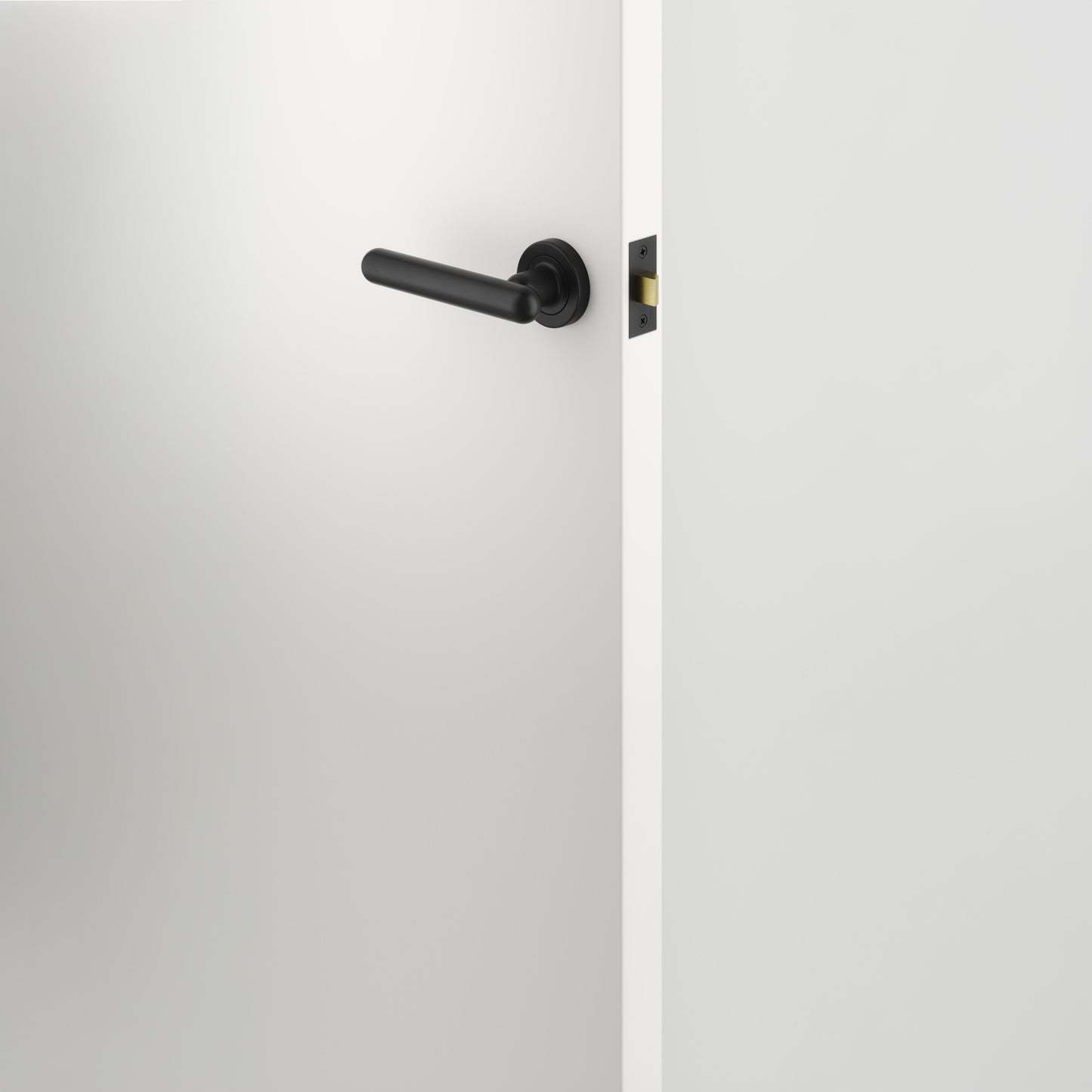 Iver Door Handle Puerto Rose Round Matt Black Passage Kit