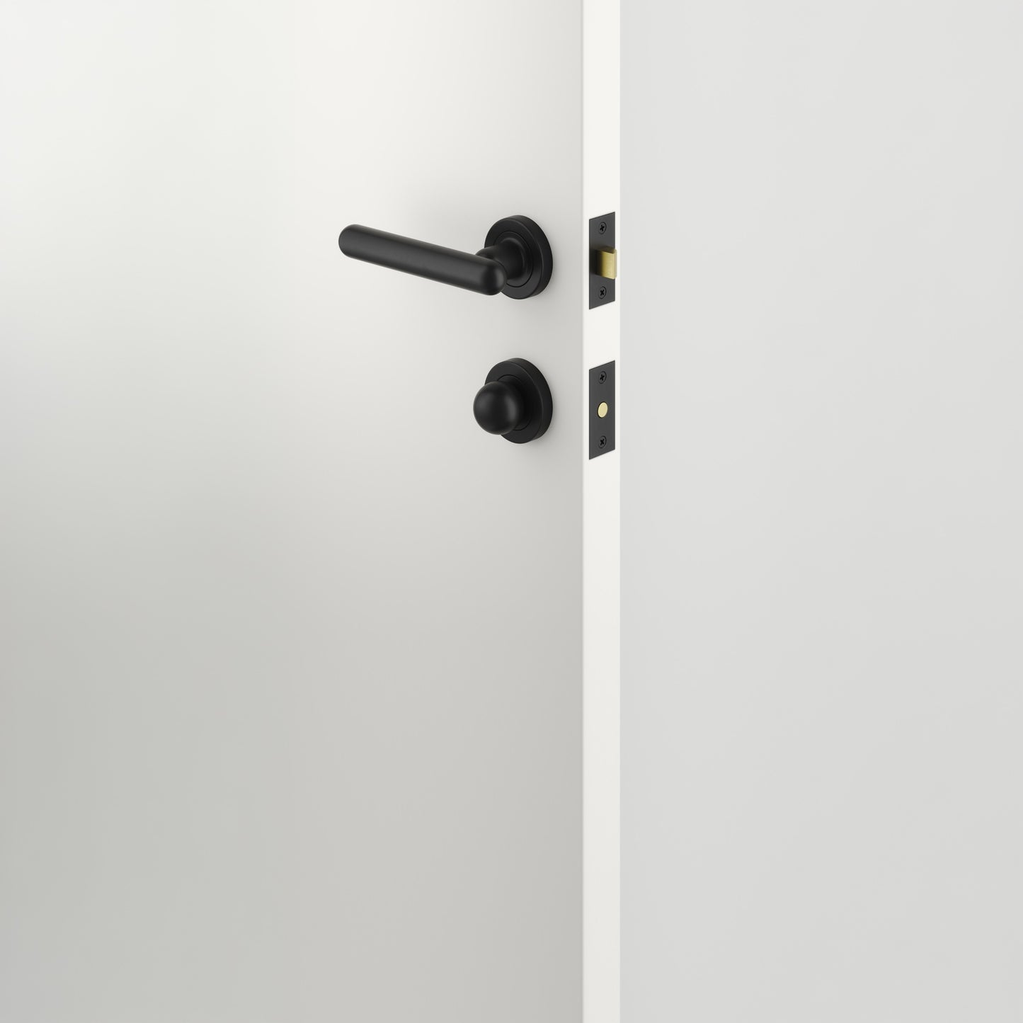 Iver Door Handle Puerto Rose Round Matt Black Seperate Privacy Kit