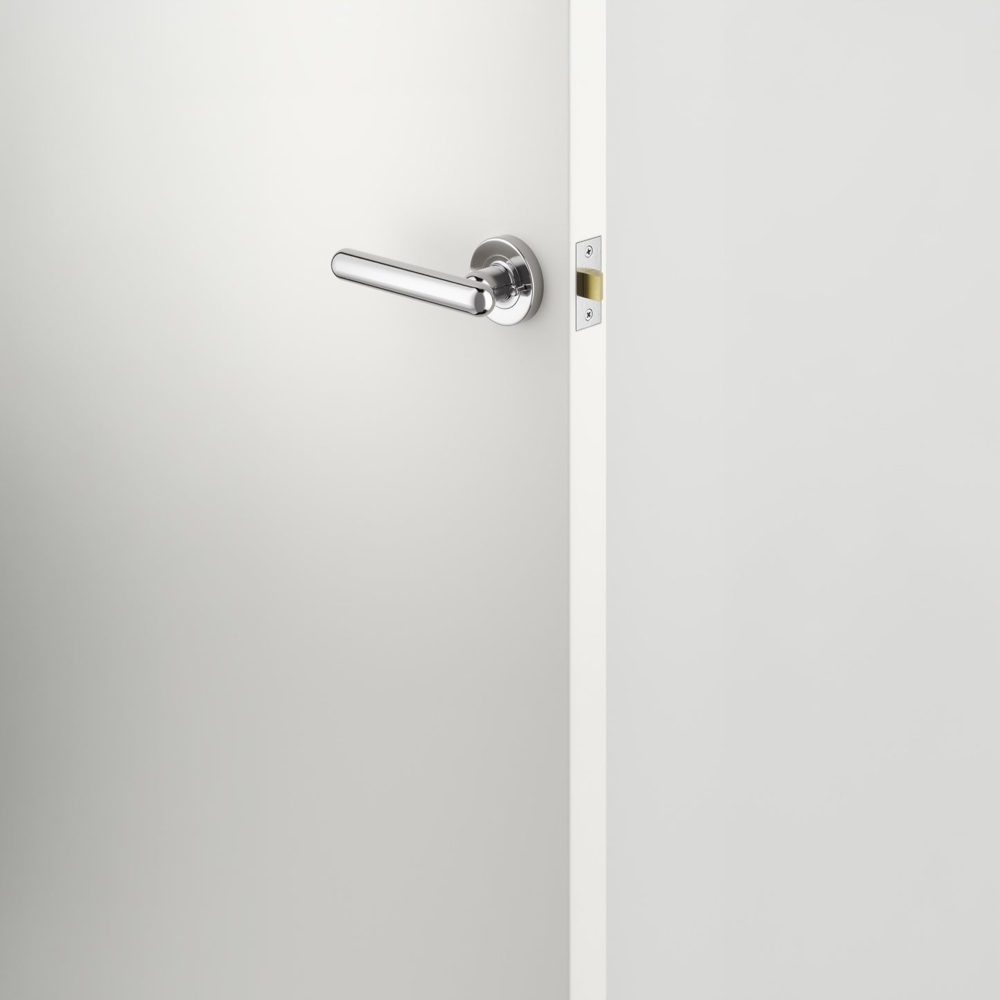Iver Door Handle Puerto Rose Round Polished Chrome Inbuilt Privacy Kit