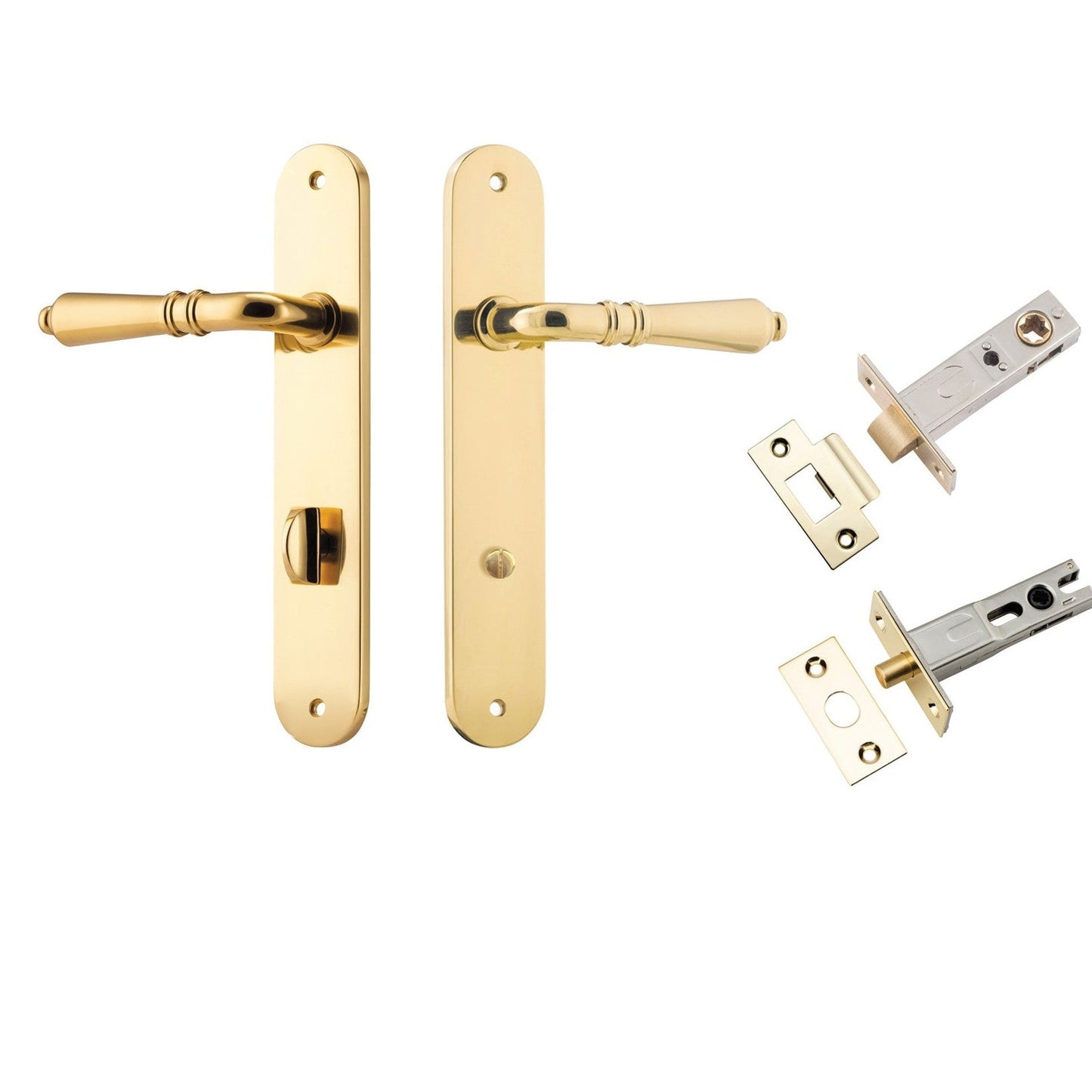 Iver Door Handle Sarlat Oval Privacy Polished Brass Inbuilt Privacy Kit