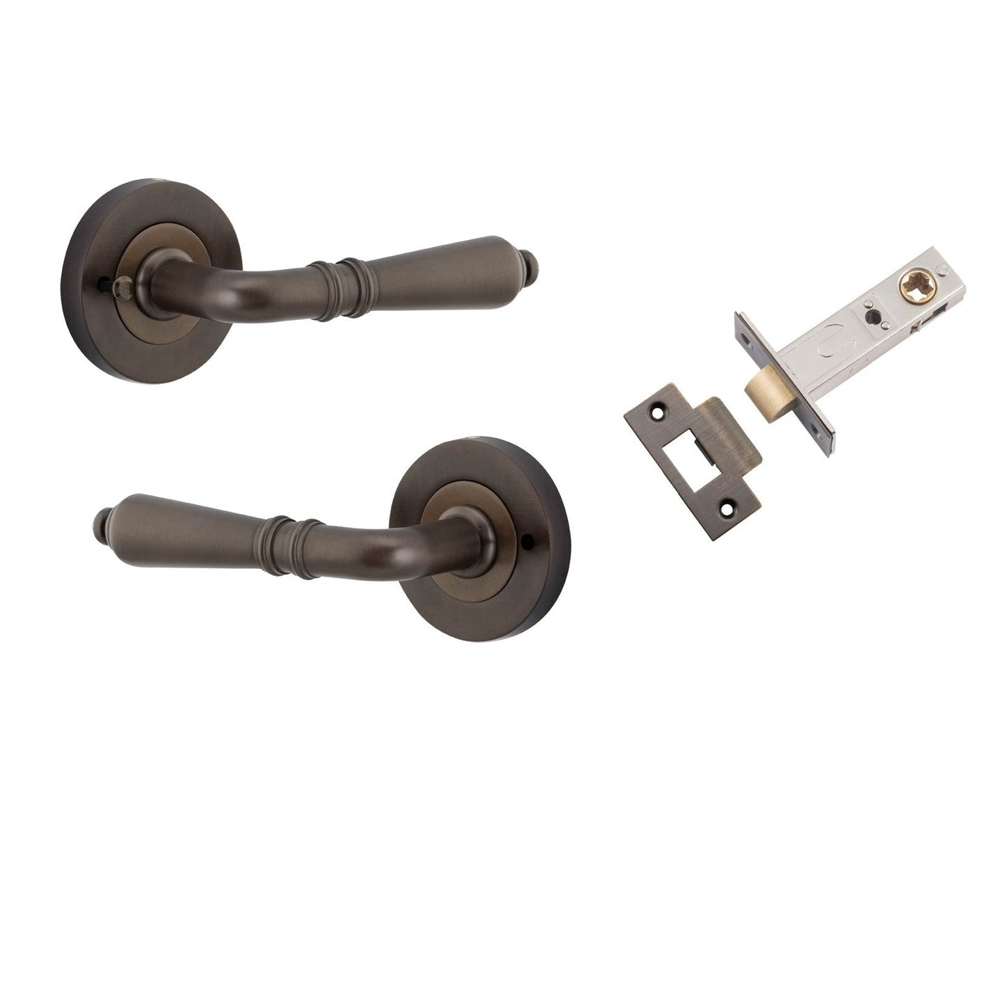 Iver Door Handle Sarlat Round Rose Inbuilt Privacy Pair Kit Signature Brass