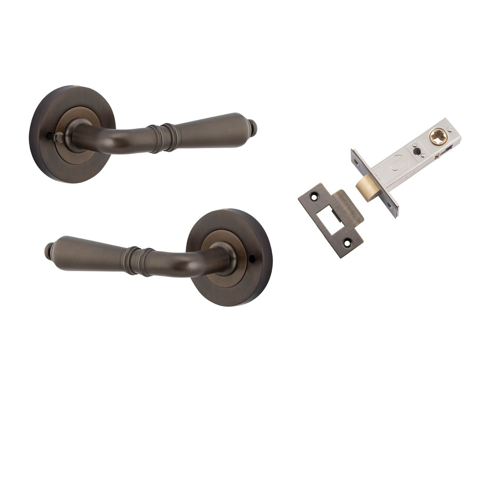Iver Door Handle Sarlat Round Rose Inbuilt Privacy Pair Kit Signature Brass