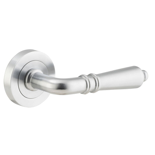 Iver Door Handle Sarlat Round Rose Pair Brushed Chrome