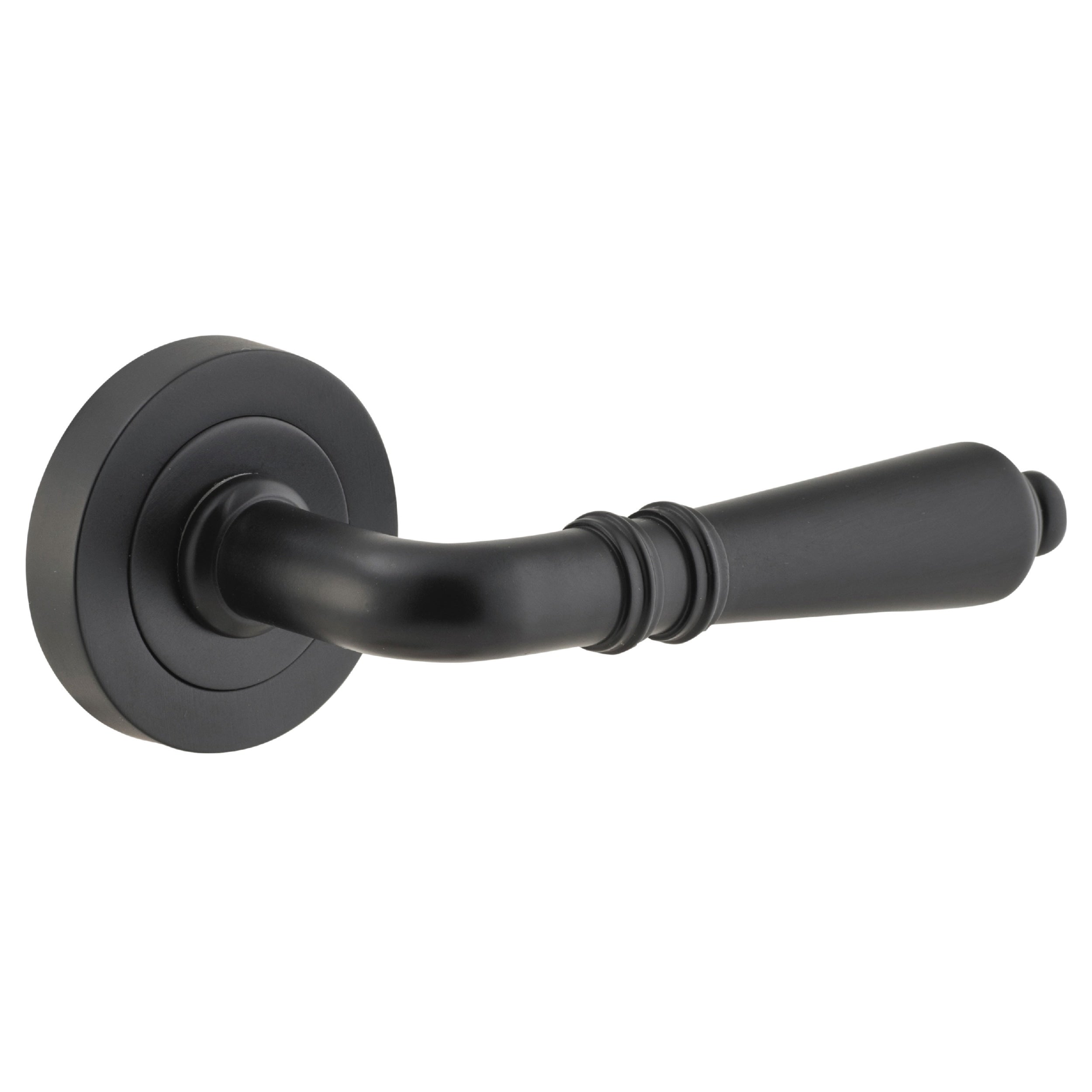 Iver Door Handle Sarlat Round Rose Pair Matt Black