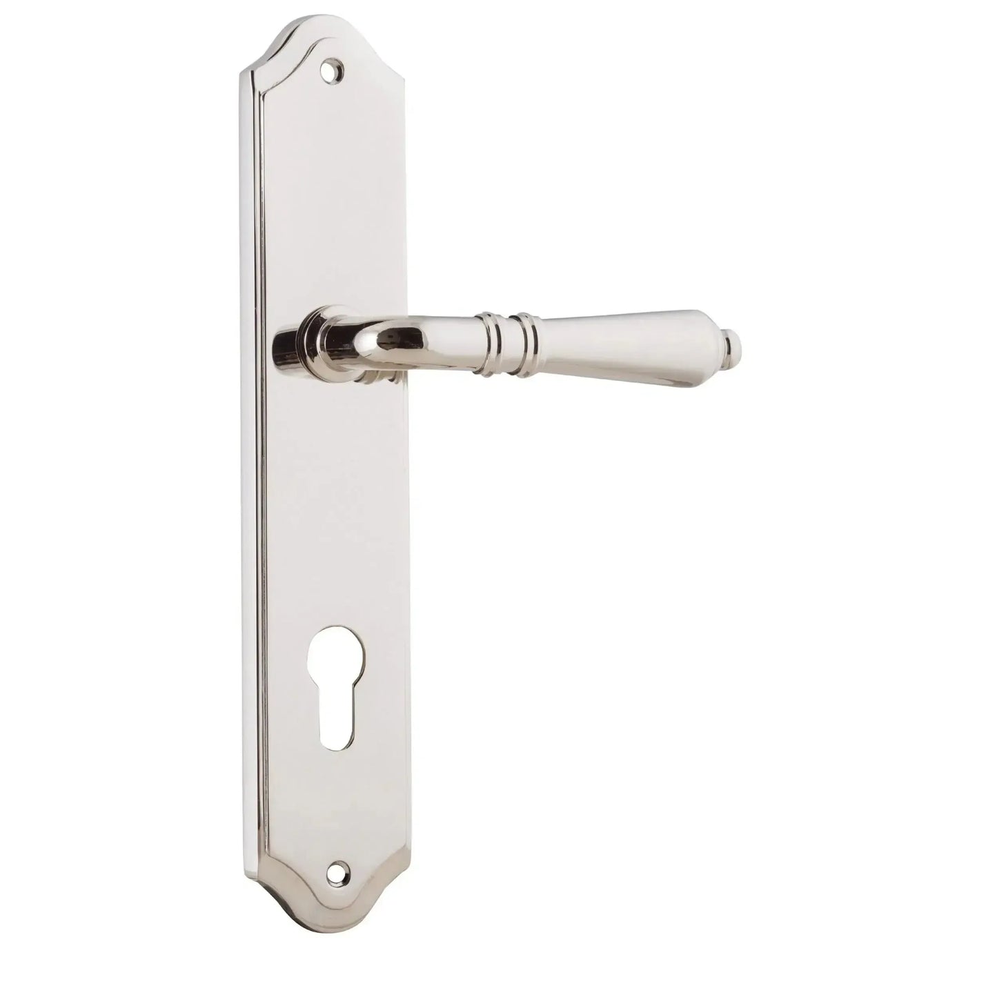 Iver Door Handle Sarlat Shouldered Euro Pair Polished Nickel