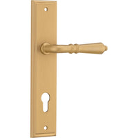 Iver Door Handle Sarlat Stepped Euro Pair Brushed Brass