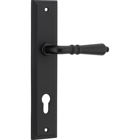 Iver Door Handle Sarlat Stepped Euro Pair Matt Black