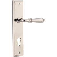 Iver Door Handle Sarlat Stepped Euro Pair Polished Nickel