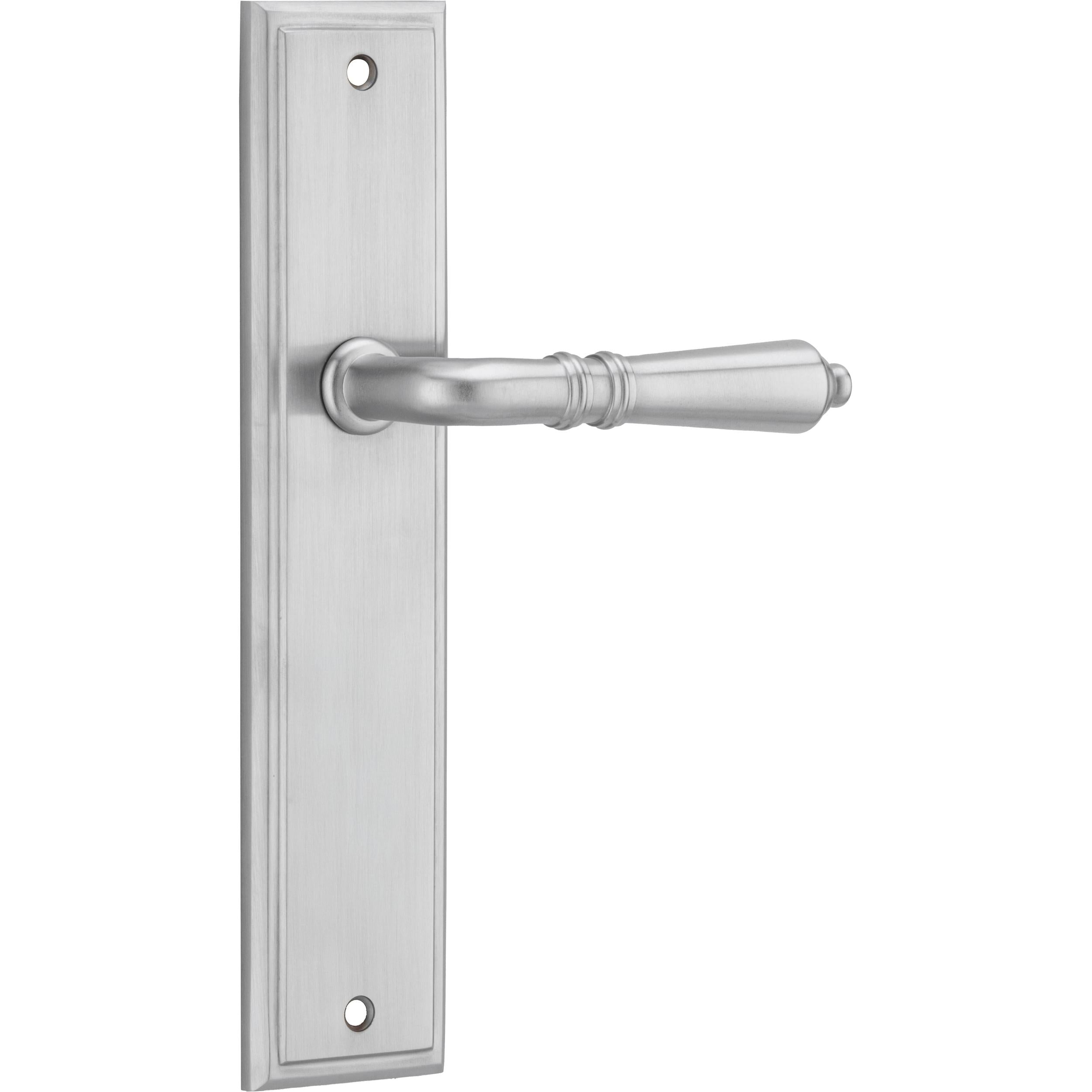 Iver Door Handle Sarlat Stepped Latch Pair Brushed Chrome