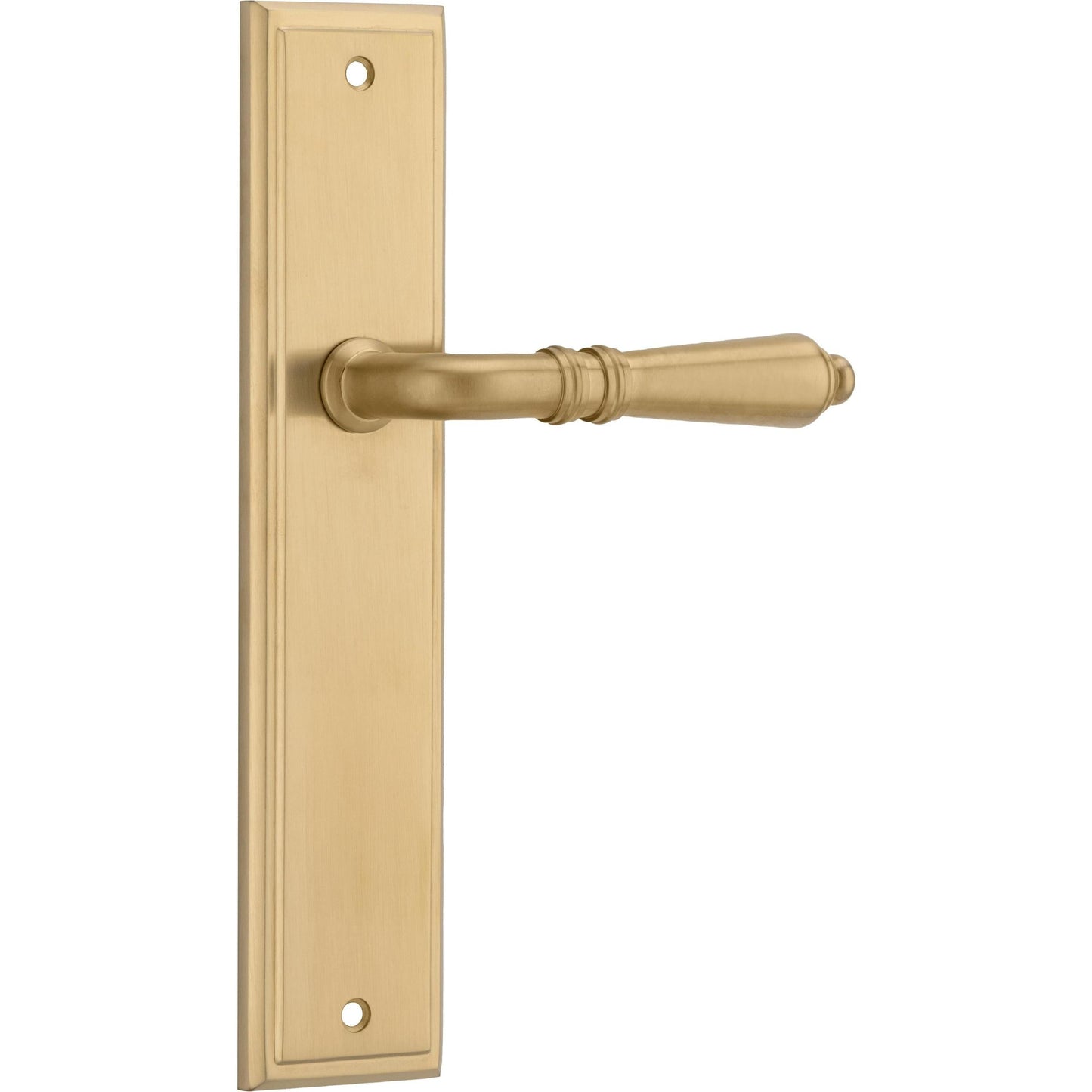 Iver Door Handle Sarlat Stepped Latch Pair Brushed Gold PVD