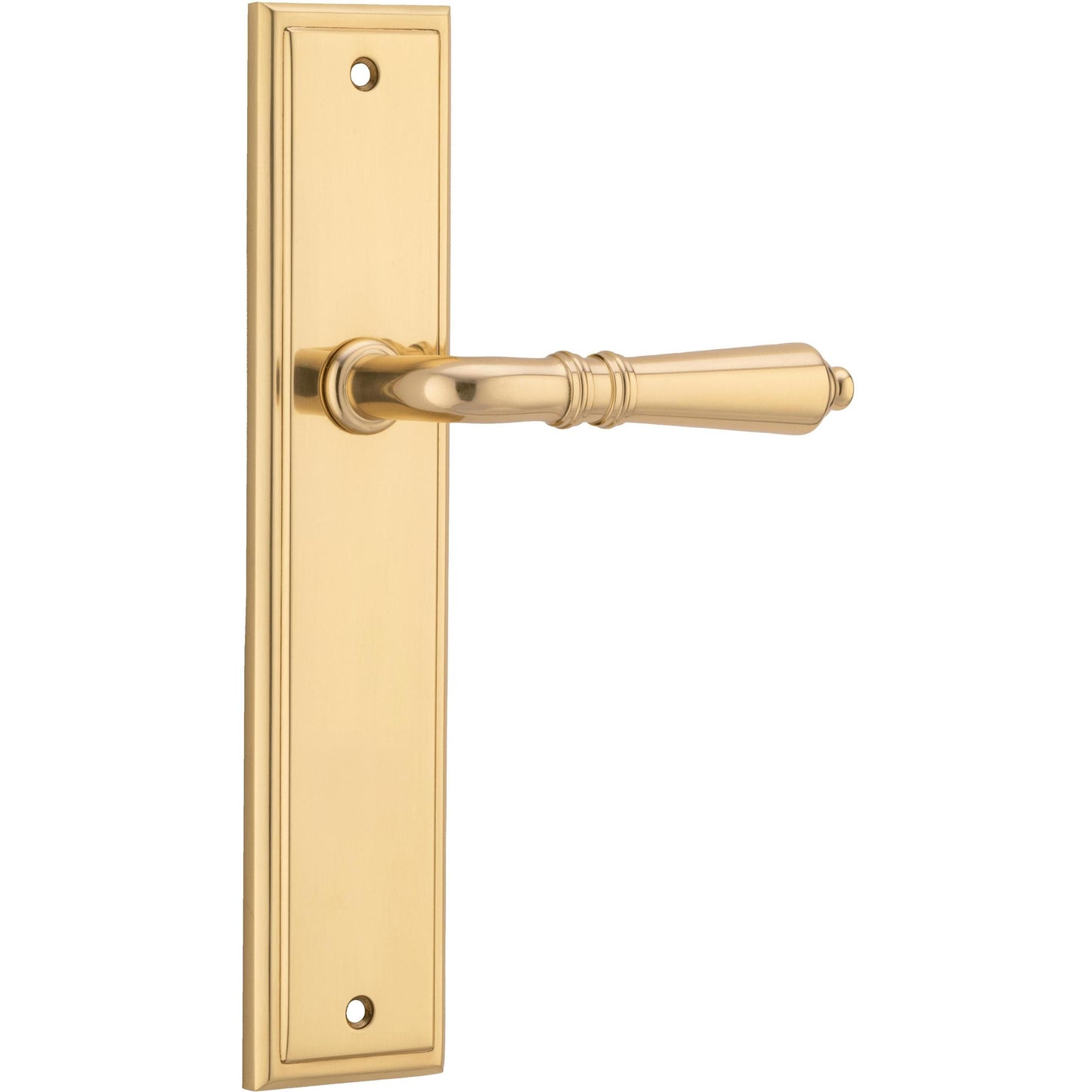 Iver Door Handle Sarlat Stepped Latch Pair Polished Brass