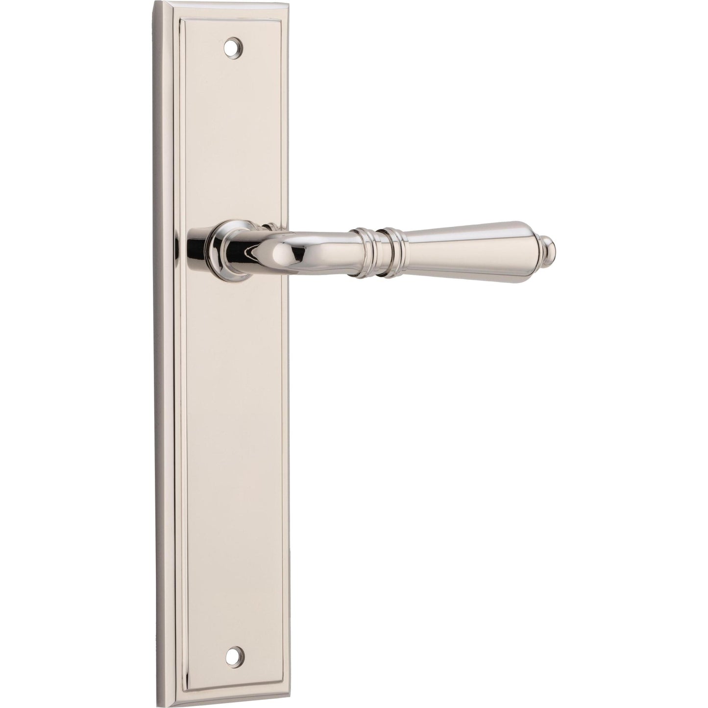 Iver Door Handle Sarlat Stepped Latch Pair Polished Nickel