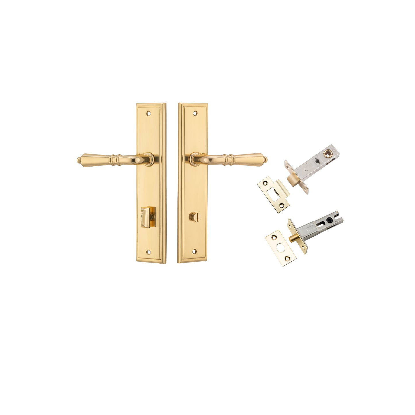 Iver Door Handle Sarlat Stepped Polished Brass Privacy Kit