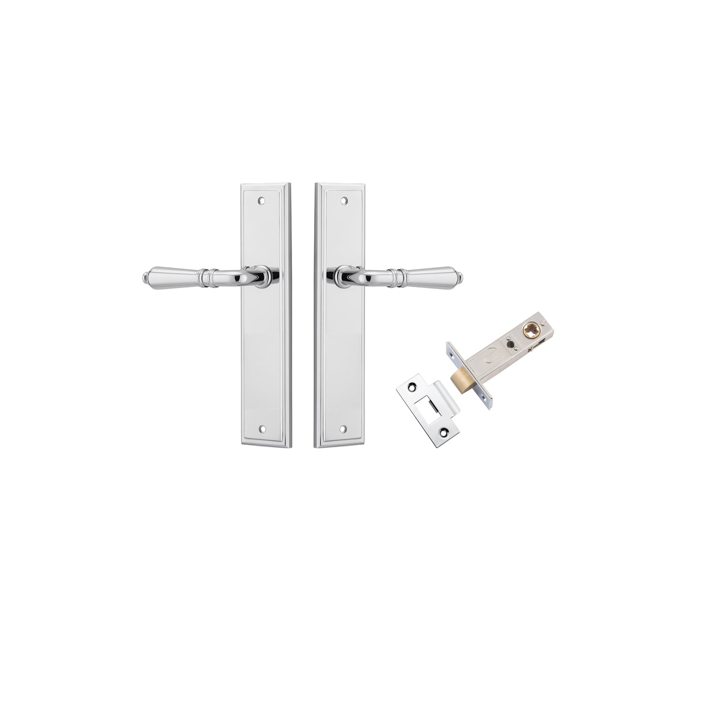 Iver Door Handle Sarlat Stepped Polished Chrome Passage Kit