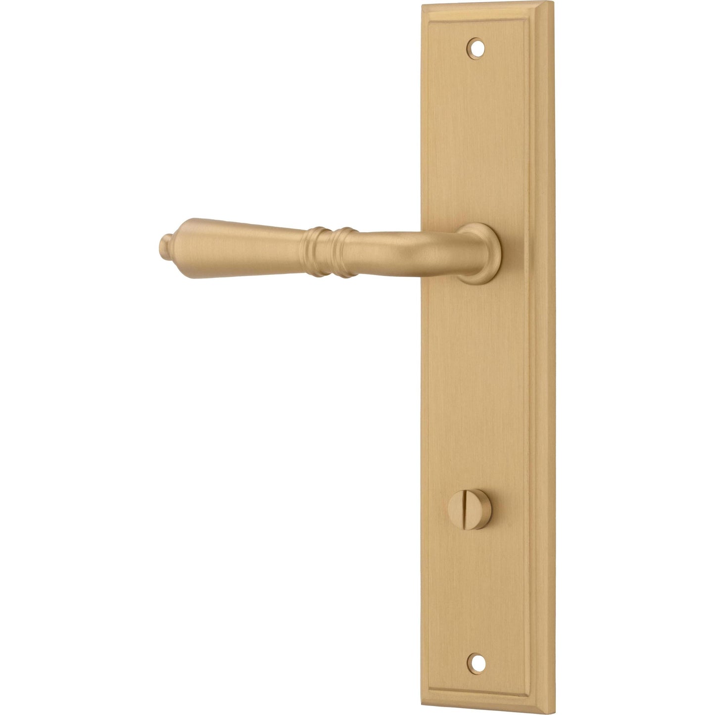Iver Door Handle Sarlat Stepped Privacy Pair Brushed Brass