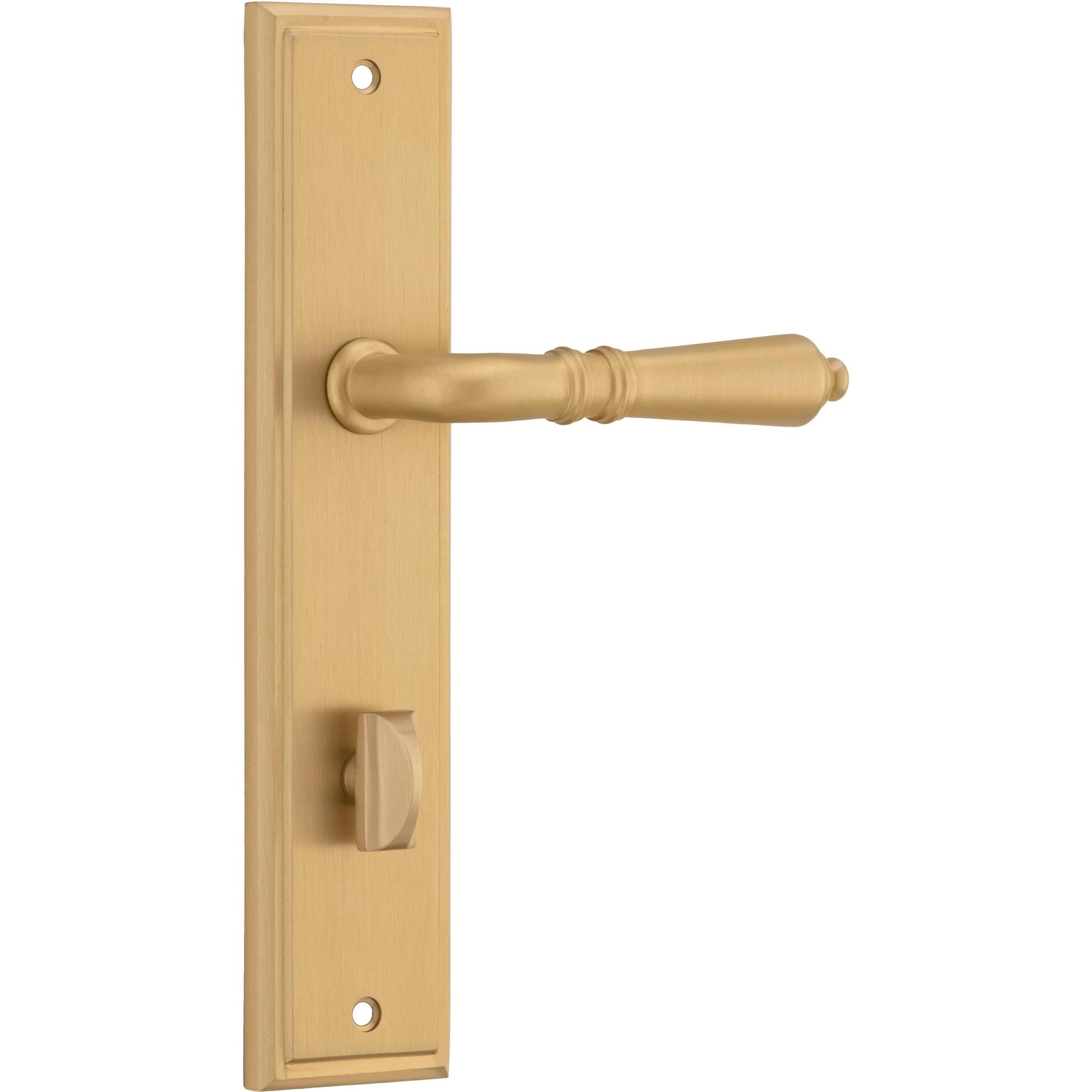Iver Door Handle Sarlat Stepped Privacy Pair Brushed Brass