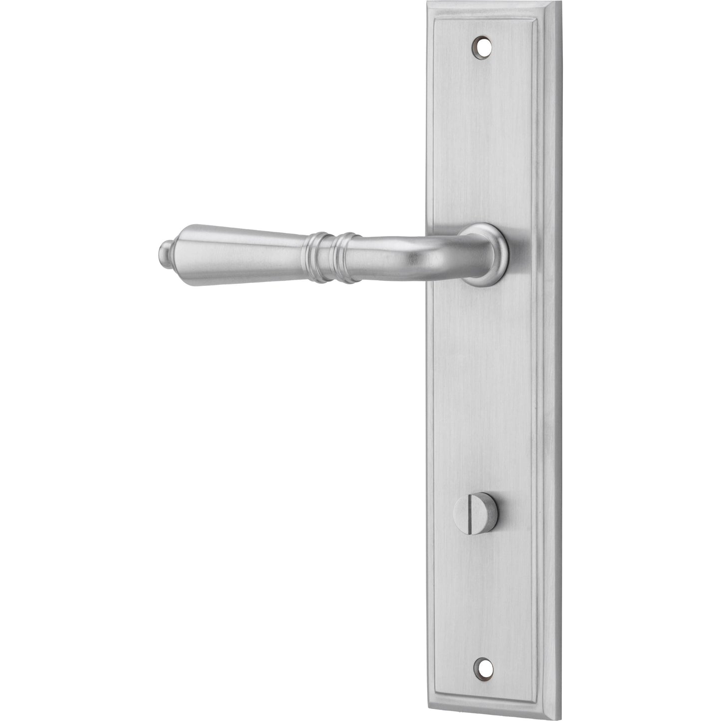 Iver Door Handle Sarlat Stepped Privacy Pair Brushed Chrome