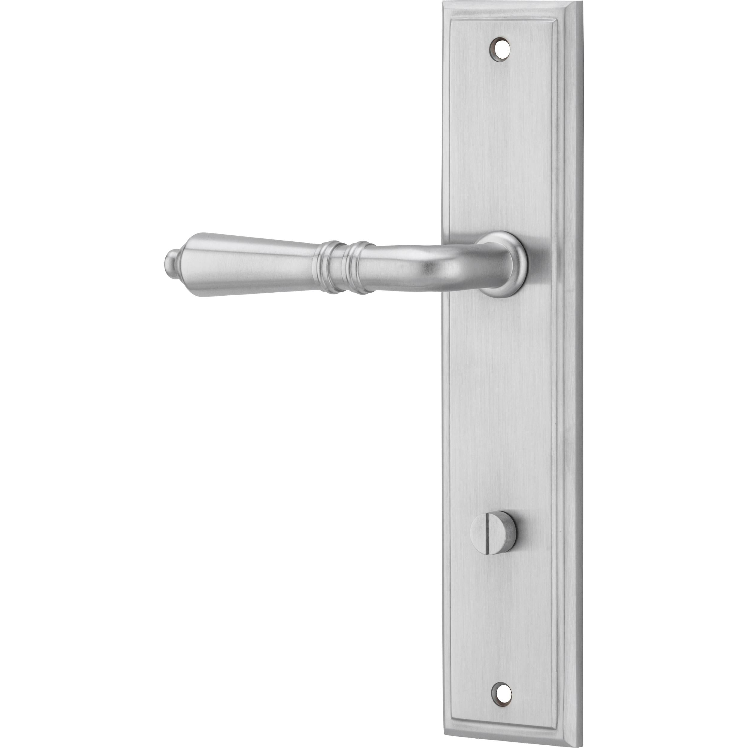 Iver Door Handle Sarlat Stepped Privacy Pair Brushed Chrome