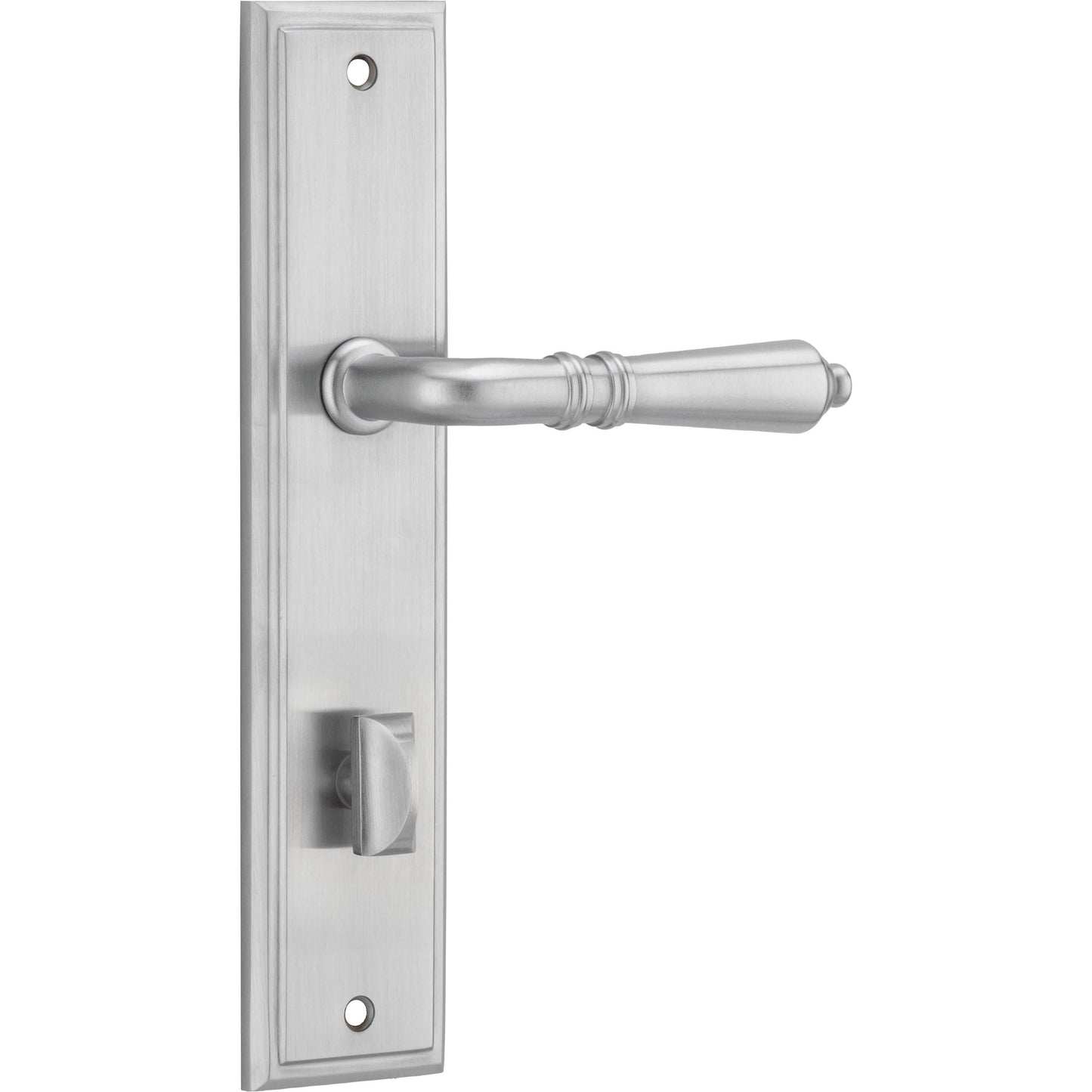 Iver Door Handle Sarlat Stepped Privacy Pair Brushed Chrome