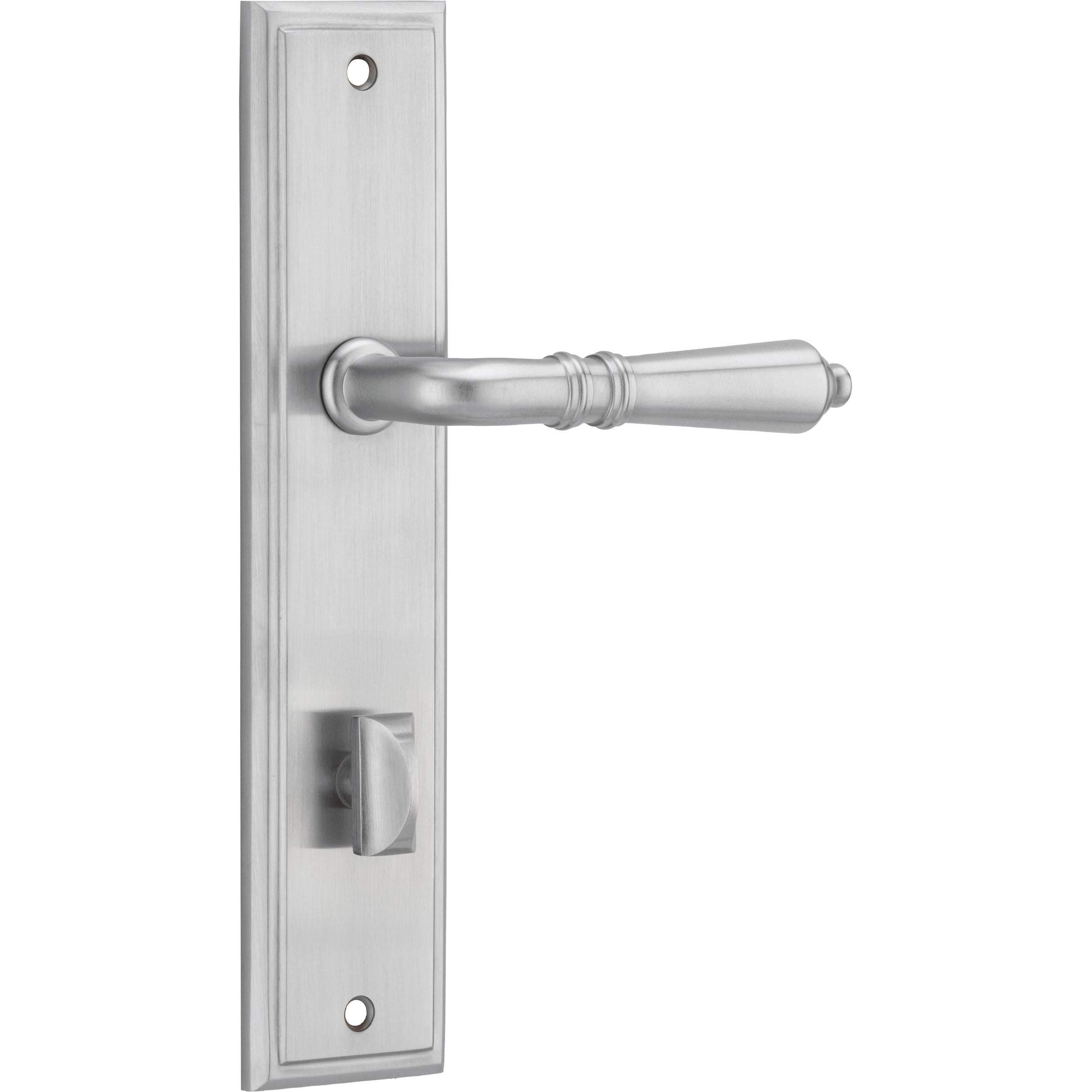 Iver Door Handle Sarlat Stepped Privacy Pair Brushed Chrome