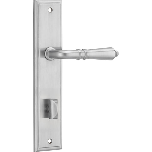 Iver Door Handle Sarlat Stepped Privacy Pair Brushed Chrome