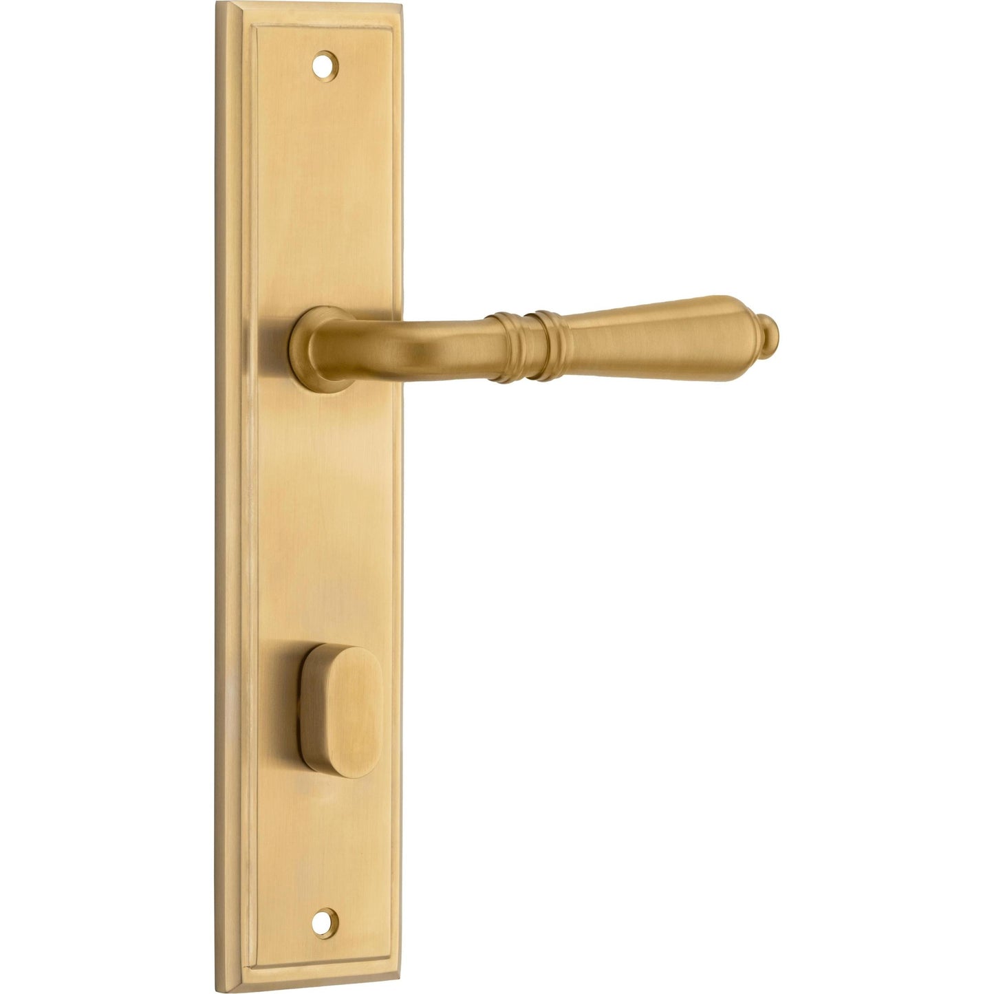 Iver Door Handle Sarlat Stepped Privacy Pair Brushed Gold PVD