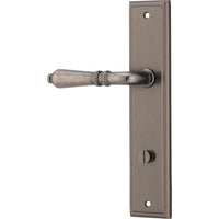 Iver Door Handle Sarlat Stepped Privacy Pair Distressed Nickel