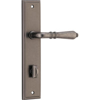 Iver Door Handle Sarlat Stepped Privacy Pair Distressed Nickel