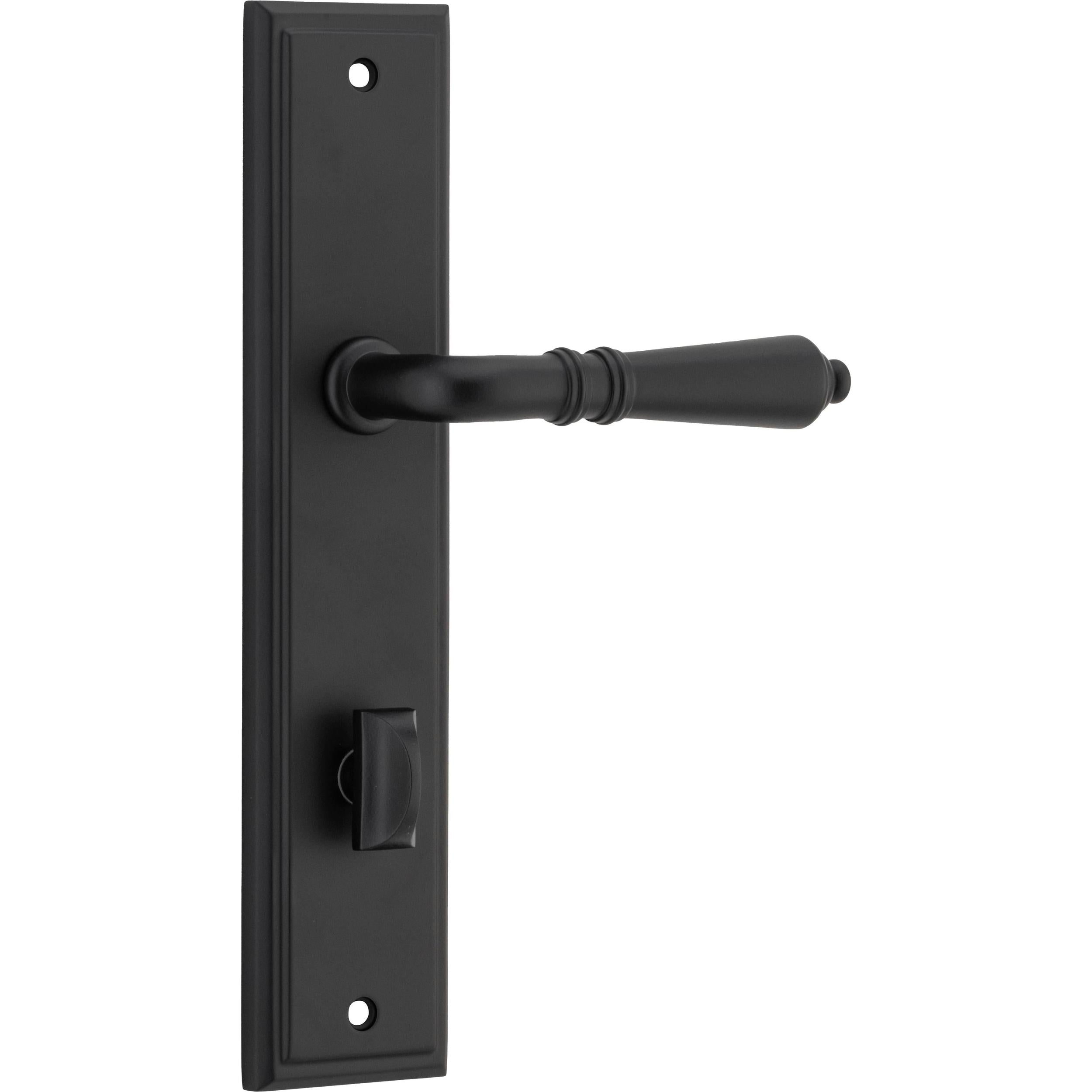 Iver Door Handle Sarlat Stepped Privacy Pair Matt Black