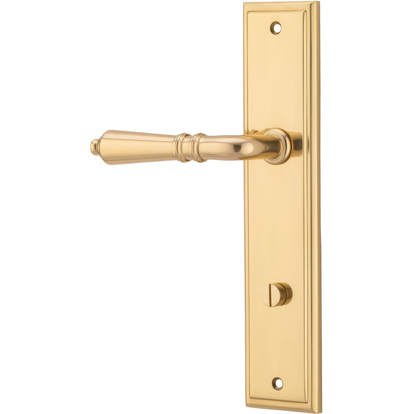 Iver Door Handle Sarlat Stepped Privacy Pair Polished Brass