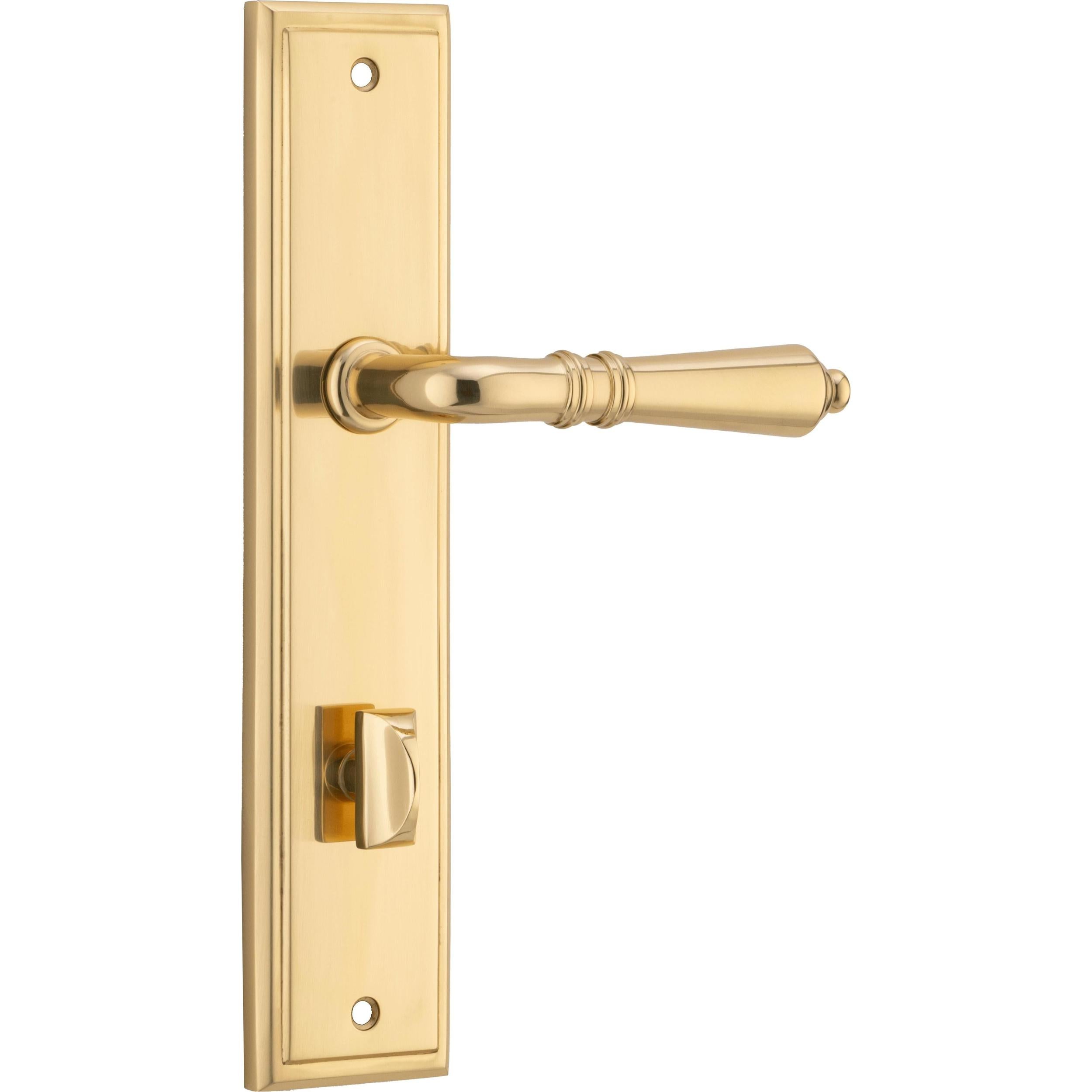 Iver Door Handle Sarlat Stepped Privacy Pair Polished Brass