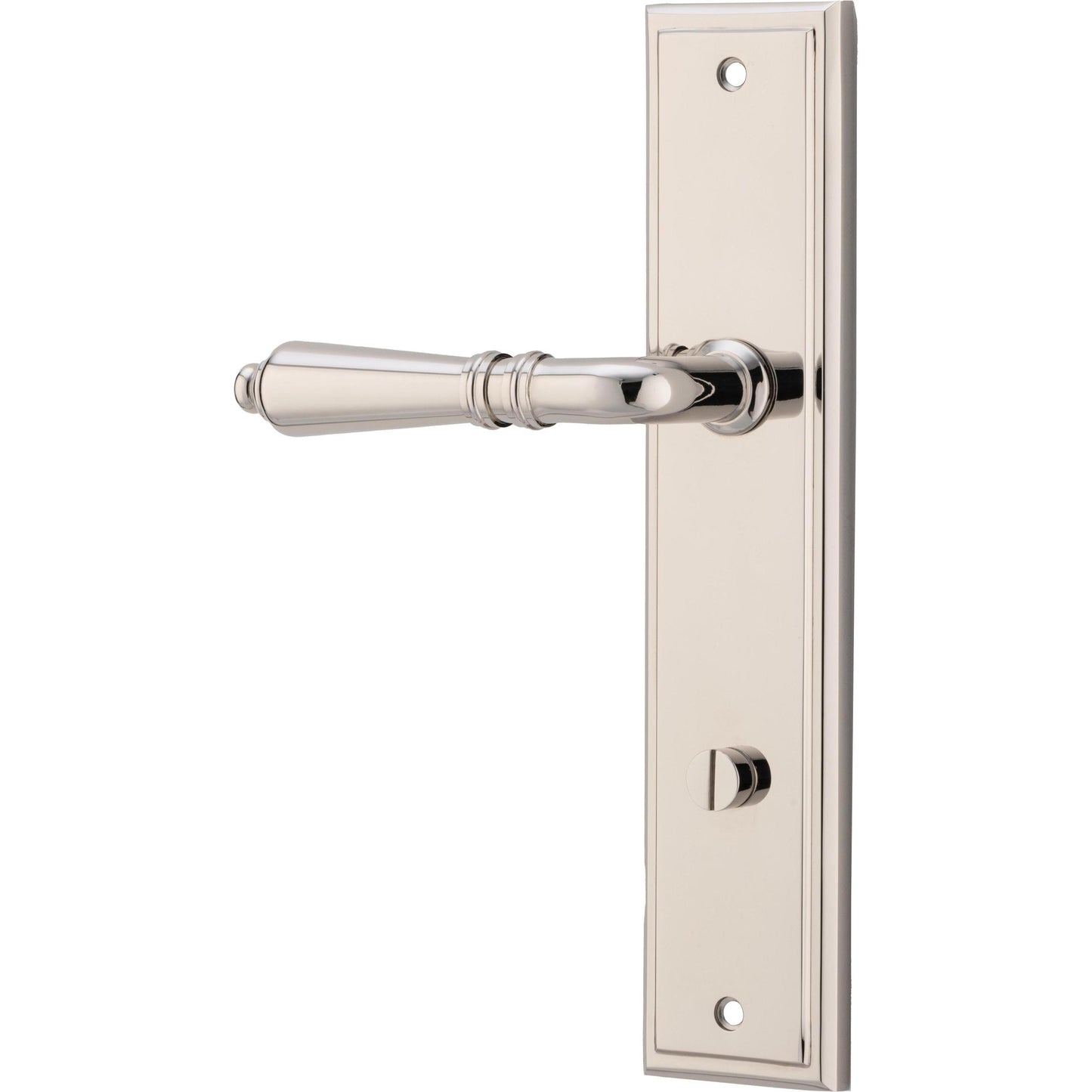 Iver Door Handle Sarlat Stepped Privacy Pair Polished Nickel