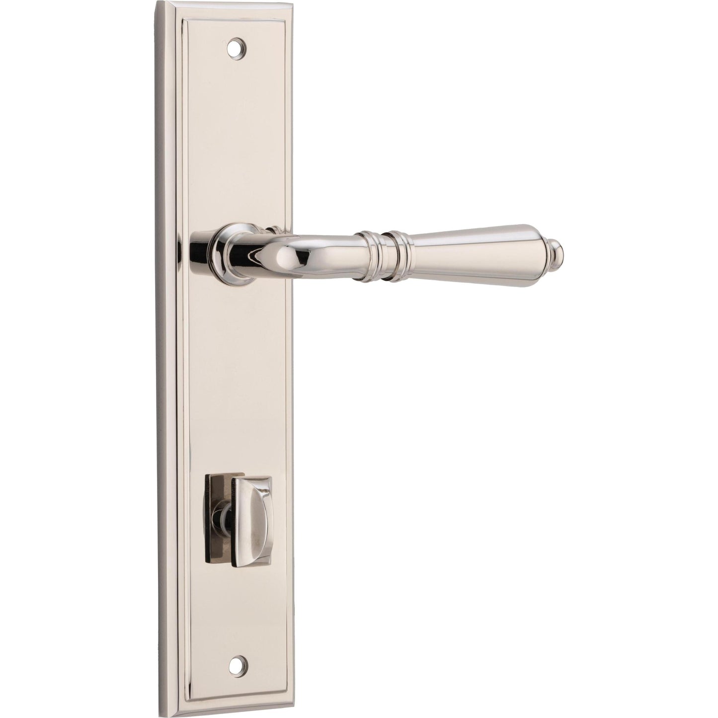 Iver Door Handle Sarlat Stepped Privacy Pair Polished Nickel