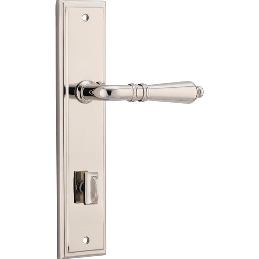Iver Door Handle Sarlat Stepped Privacy Pair Polished Nickel
