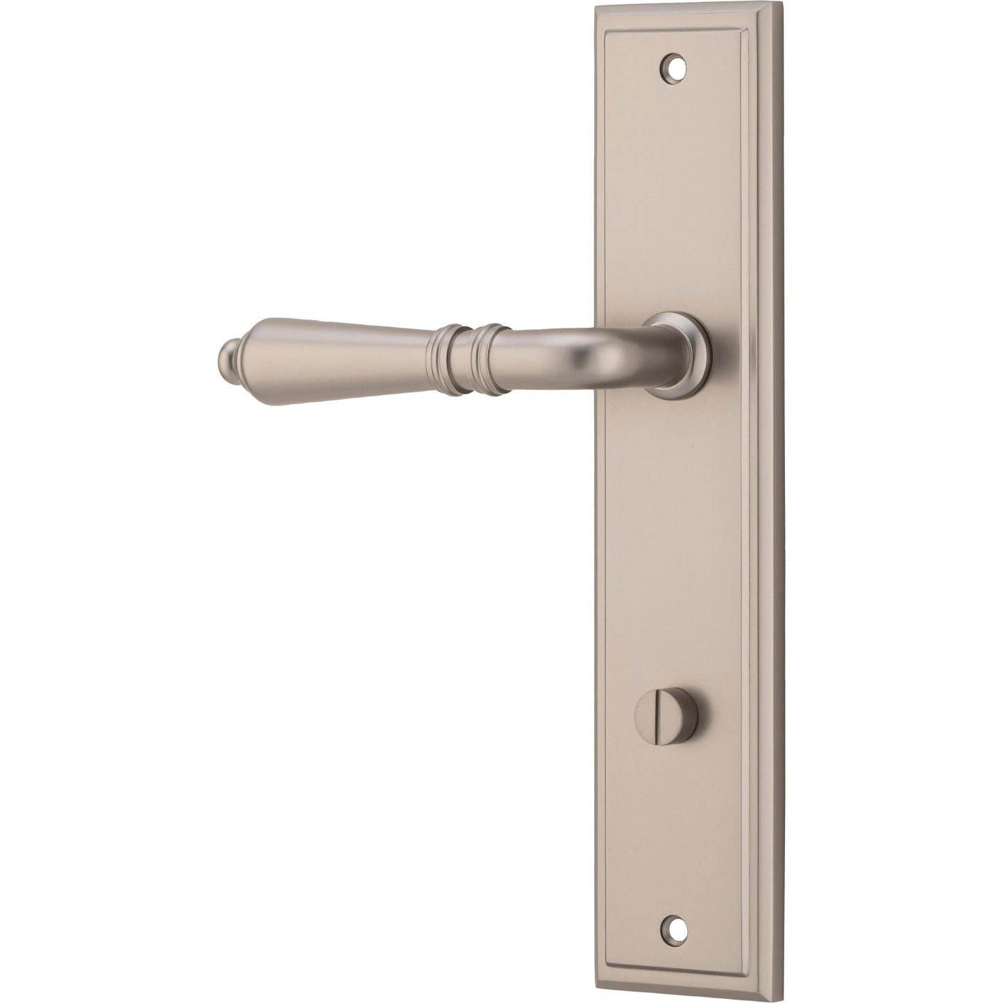 Iver Door Handle Sarlat Stepped Privacy Pair Satin Nickel