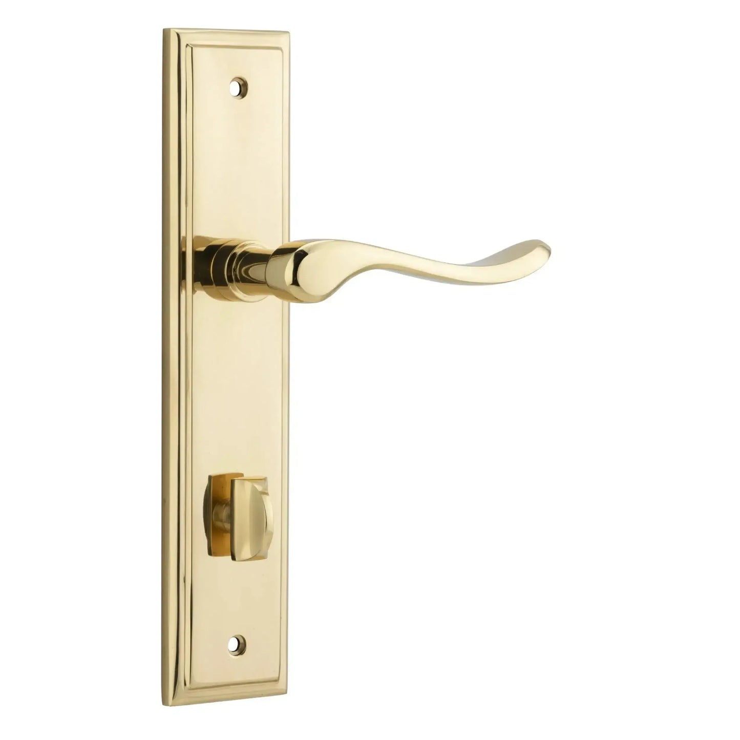 Iver Door Handle Stirling Stepped Privacy Pair Polished Brass