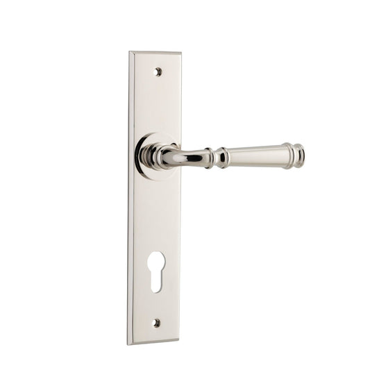 Iver Door Handle Verona Chamfered Euro Polished Nickel