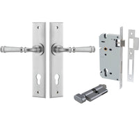 Iver Door Handle Verona Chamfered Key/Thumb Brushed Chrome Entrance Kit