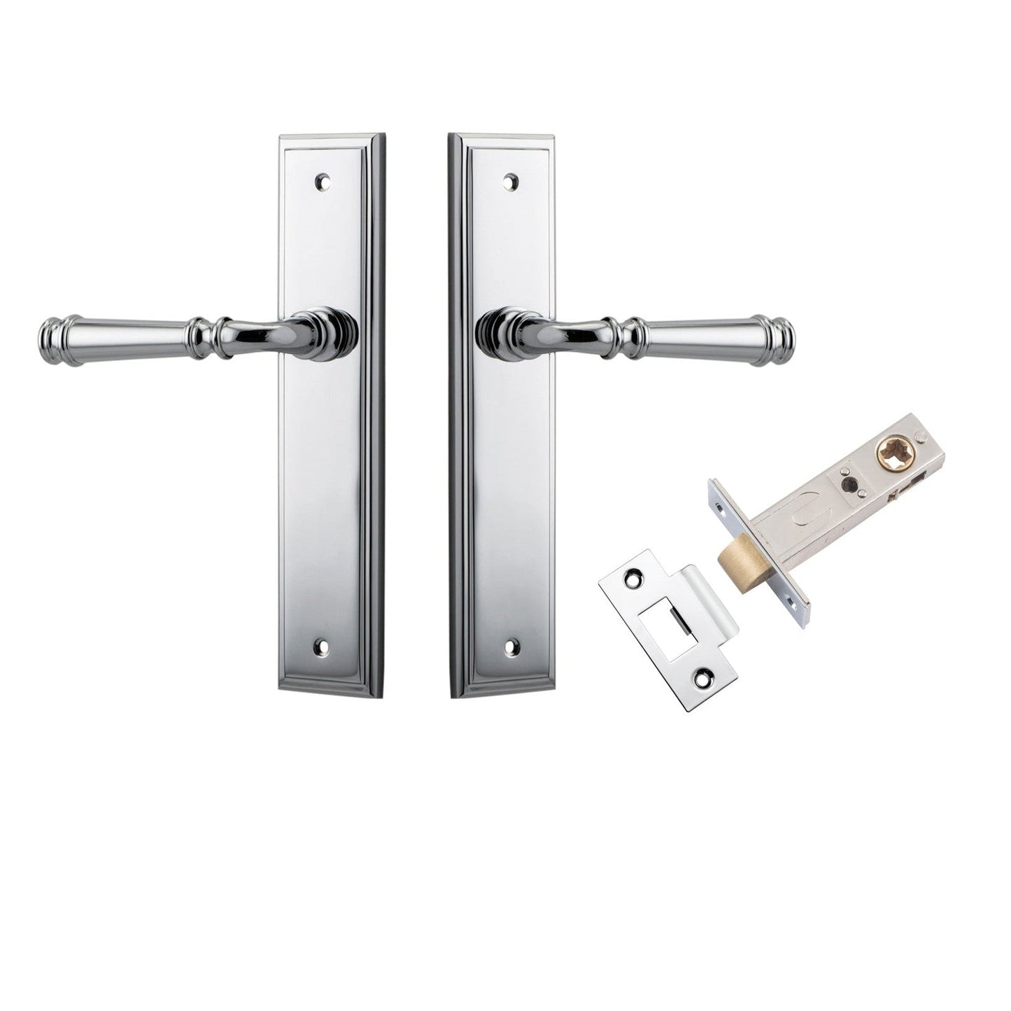 Iver Door Handle Verona Stepped Latch Polished Chrome Passage Kit