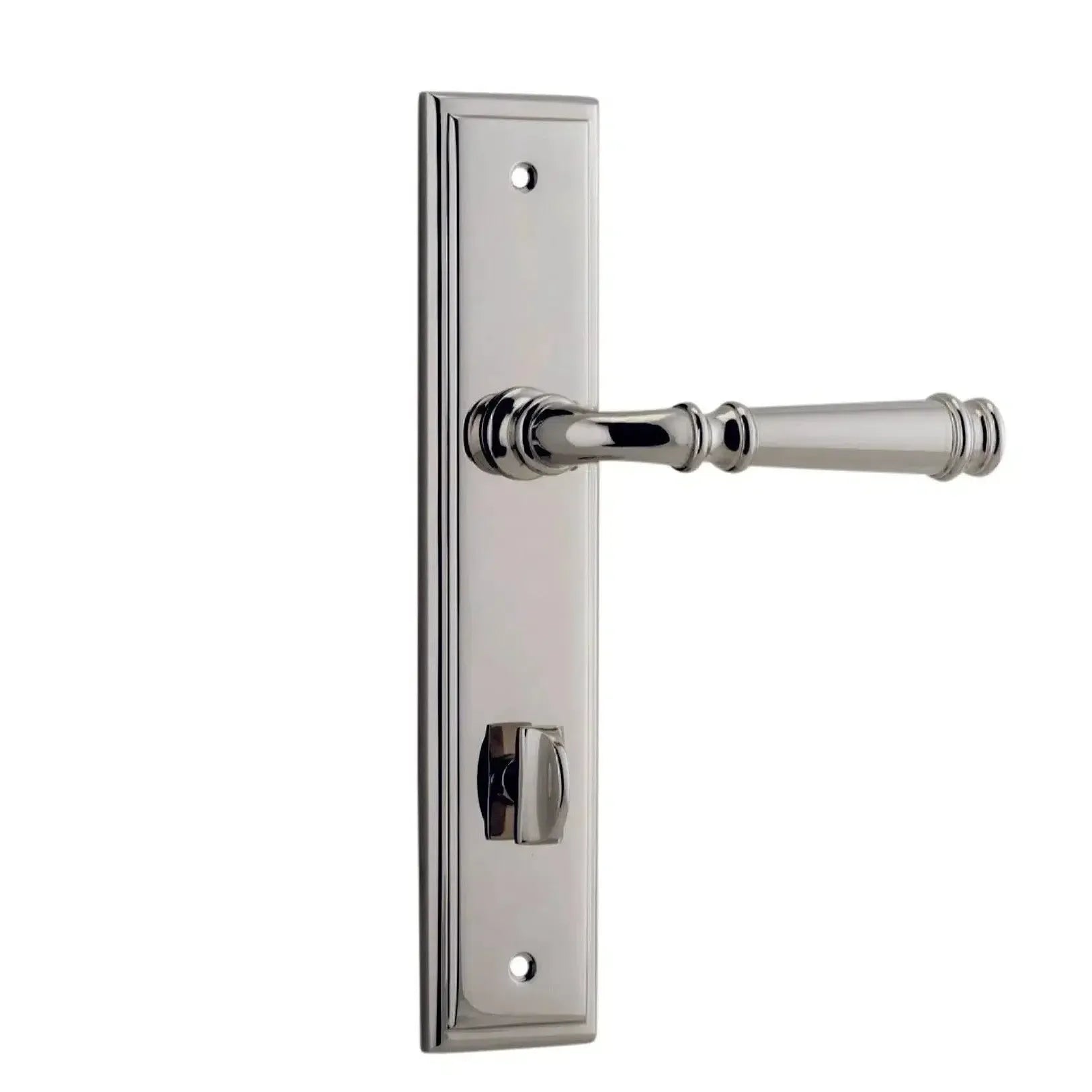 Iver Door Handle Verona Stepped Privacy Pair Polished Nickel