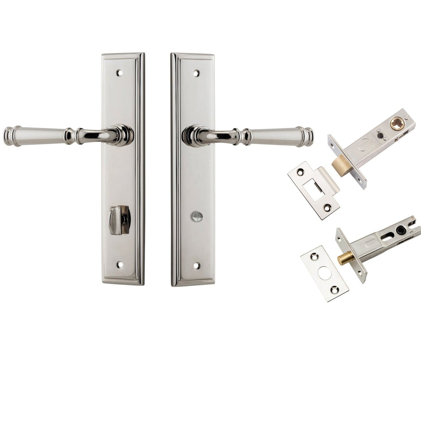 Iver Door Handle Verona Stepped Privacy Polished Nickel Inbuilt Privacy Kit