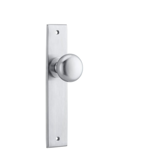 Iver Door Knob Cambridge Chamfered Latch Pair Brushed Chrome