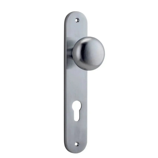 Iver Door Knob Cambridge Oval Euro Pair Brushed Chrome